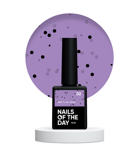 NAILSOFTHEDAY MiDots gel polish 02 - esmalte semipermanente lila con puntos negros, 10 ml
