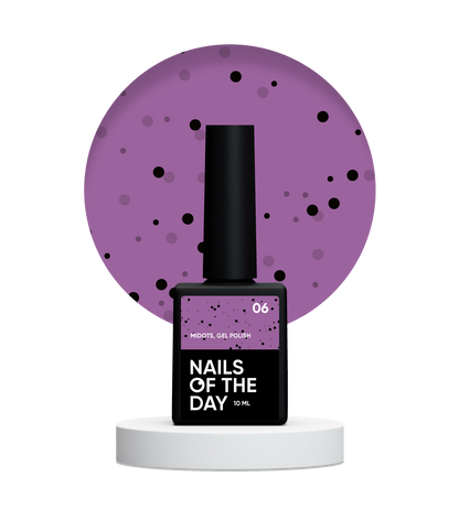 NAILSOFTHEDAY MiDots gel polish 06 - esmalte semipermanente  morado con puntos negros para uñas, 10 ml