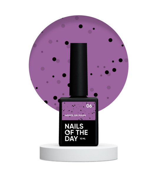 NAILSOFTHEDAY MiDots gel polish 06 - esmalte semipermanente  morado con puntos negros para uñas, 10 ml
