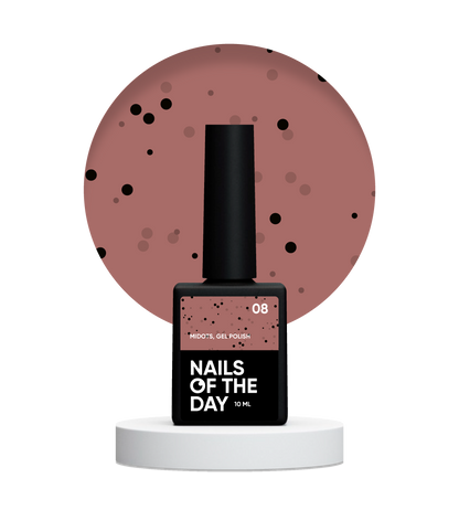 NAILSOFTHEDAY MiDots gel polish 08: esmalte semipermanente  color ladrillo con puntos negros para uñas, 10 ml