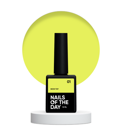 NAILSOFTHEDAY Neon top 01 – top amarillo neón sin una capa pegajosa para uñas, 10 ml