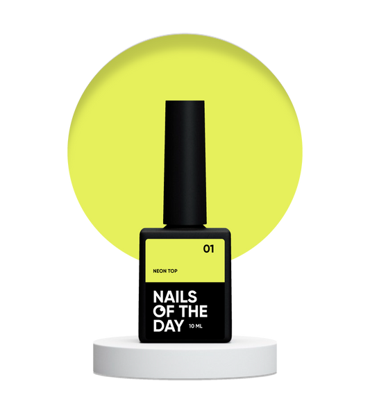 NAILSOFTHEDAY Neon top 01 – top amarillo neón sin una capa pegajosa para uñas, 10 ml