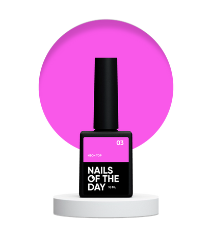 NAILSOFTHEDAY Neon top 03 – top rosa brillante sin capa pegajosa para uñas, 10 ml