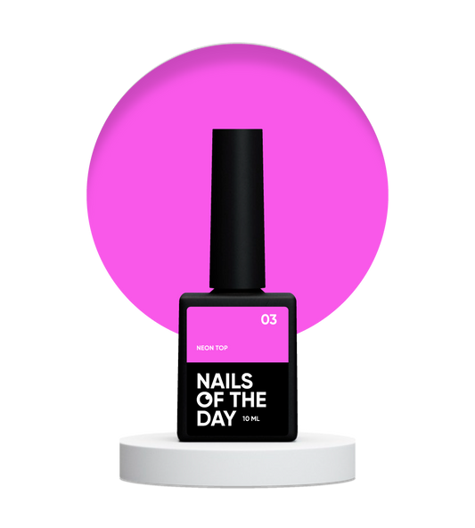 NAILSOFTHEDAY Neon top 03 – top rosa brillante sin capa pegajosa para uñas, 10 ml