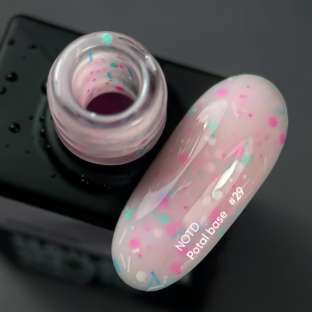 NAILSOFTHEDAY Potal base 29 – base rosa lechosa con destellos neón, 10 ml