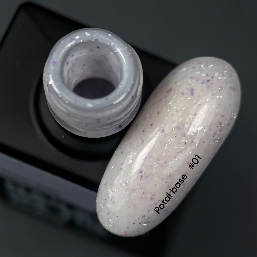 NAILSOFTHEDAY Potal base 01 - base violeta lechosa con decoracion (decoracion plateado-violeta), 10 ml