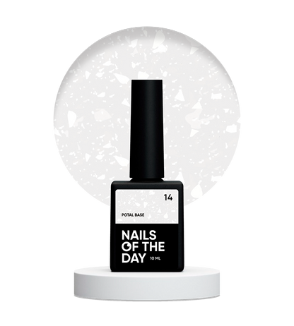 NAILSOFTHEDAY Potal base 14 – base lechosa suave con decoracion blanca elegante, 10 ml