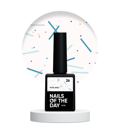 NAILSOFTHEDAY Potal base 26 – base lechosa color vainilla con destellos de neón, 10 ml