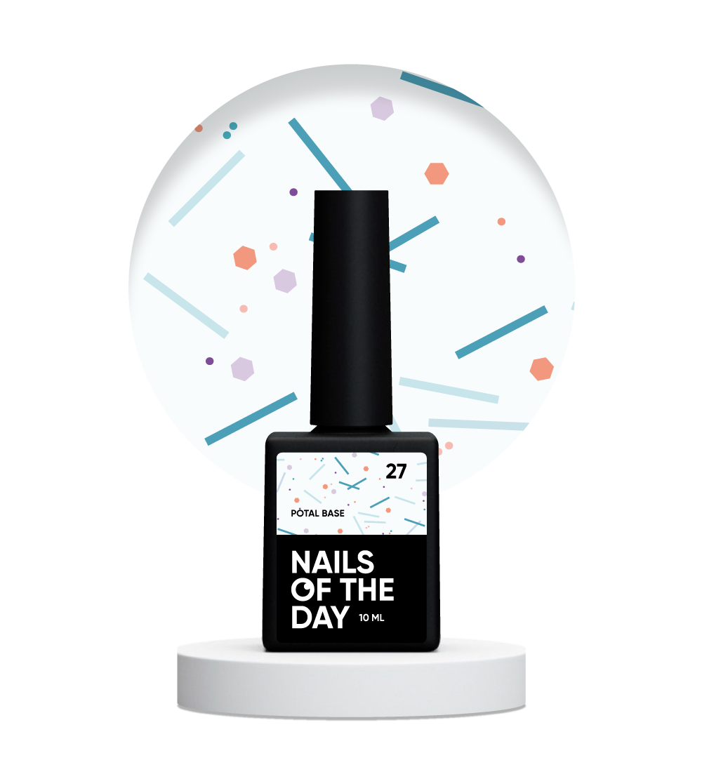 NAILSOFTHEDAY Potal base 27 – base lechosa suave con destellos de neón, 10 ml