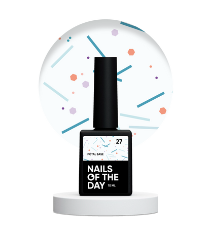 NAILSOFTHEDAY Potal base 27 – base lechosa suave con destellos de neón, 10 ml
