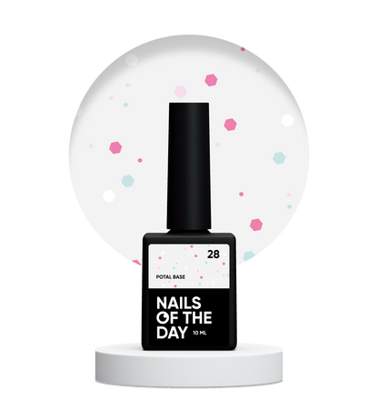 NAILSOFTHEDAY Potal base 28 - base de leche con purpurina neón, 10 ml