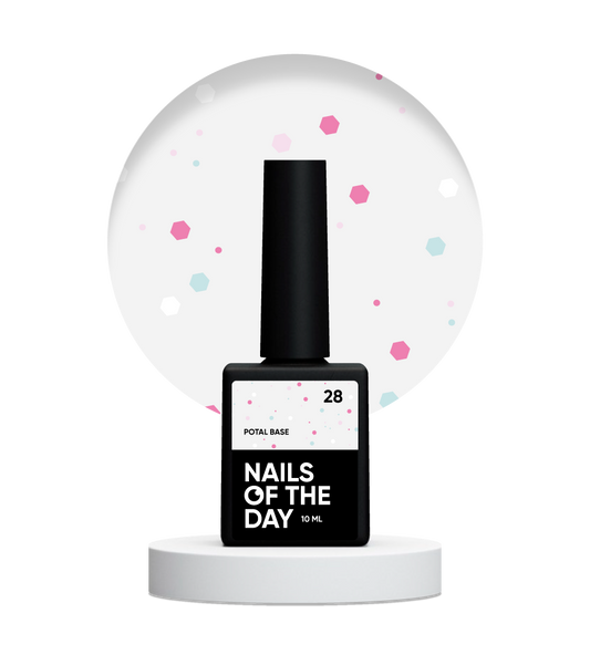 NAILSOFTHEDAY Potal base 28 - base de leche con purpurina neón, 10 ml