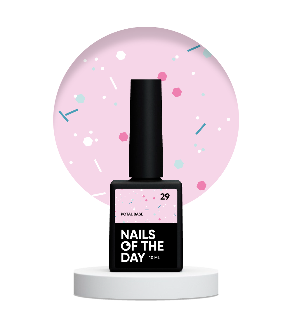 NAILSOFTHEDAY Potal base 29 – base rosa lechosa con destellos neón, 10 ml
