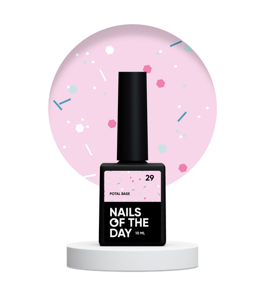 NAILSOFTHEDAY Potal base 29 – base rosa lechosa con destellos neón, 10 ml