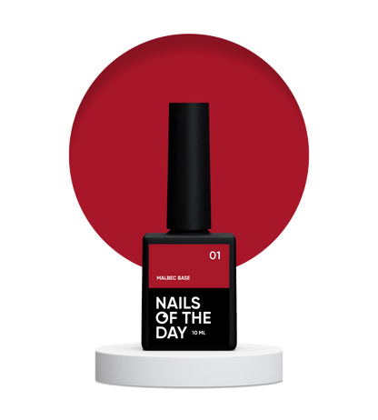 NAILSOFTHEDAY Malbec base 01 – base imitacion cristal rojo intenso, 10 ml