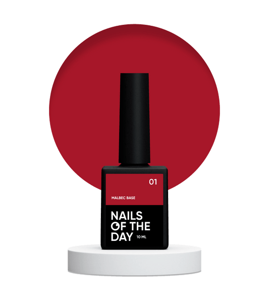NAILSOFTHEDAY Malbec base 01 – base imitacion cristal rojo intenso, 10 ml