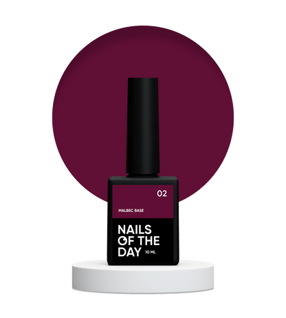 NAILSOFTHEDAY Malbec base 02 – base imitacion cristal de rojo burdeos, 10 ml