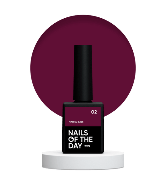 NAILSOFTHEDAY Malbec base 02 – base imitacion cristal de rojo burdeos, 10 ml