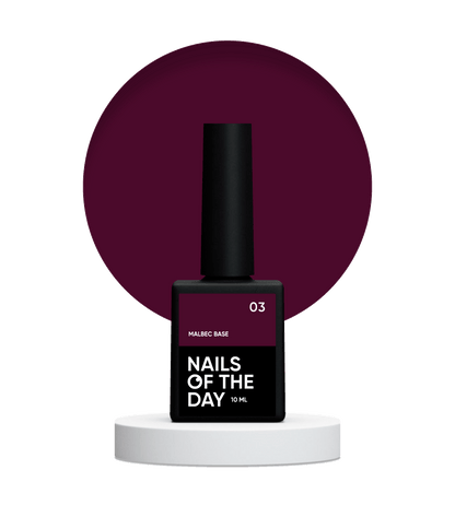 NAILSOFTHEDAY Malbec base 03 – base imitacion cristal de color rojo vino, 10 ml