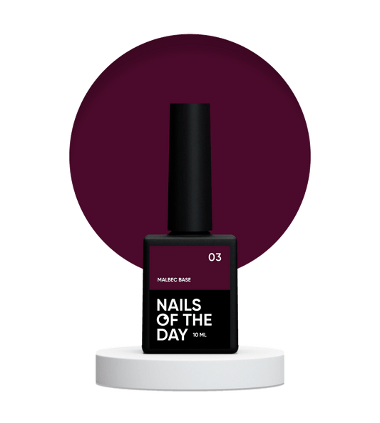 NAILSOFTHEDAY Malbec base 03 – base imitacion cristal de color rojo vino, 10 ml