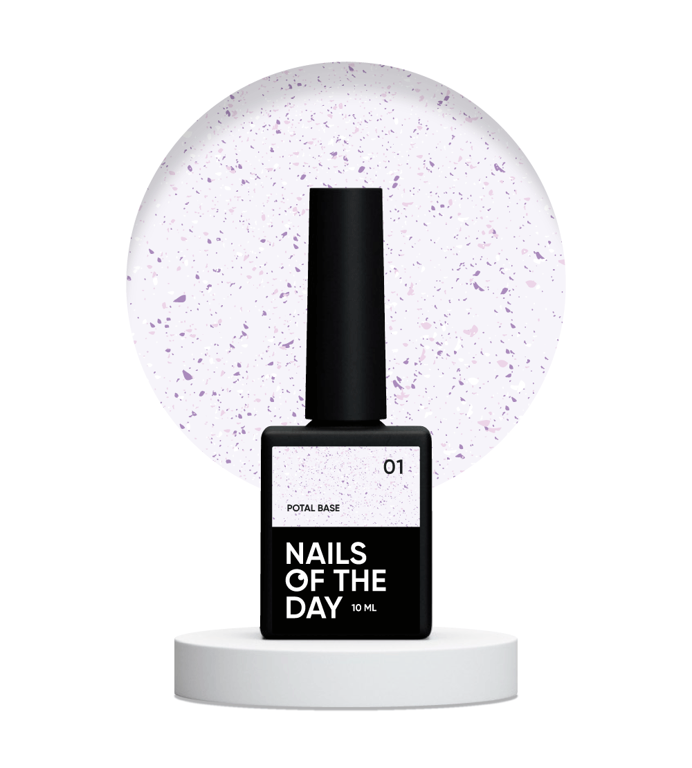 NAILSOFTHEDAY Potal base 01 - base violeta lechosa con decoracion (decoracion plateado-violeta), 10 ml