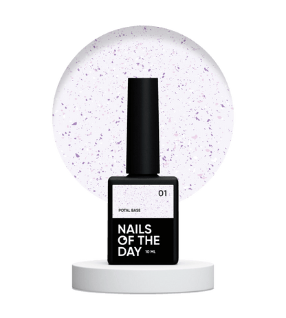 NAILSOFTHEDAY Potal base 01 - base violeta lechosa con decoracion (decoracion plateado-violeta), 10 ml