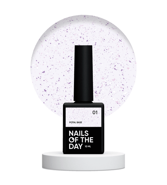 NAILSOFTHEDAY Potal base 01 - base violeta lechosa con decoracion (decoracion plateado-violeta), 10 ml