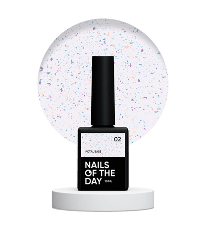 NAILSOFTHEDAY Potal base 02 - base azul lechosa con decoracion (decoracion dorado-violeta y turquesa), 10 ml