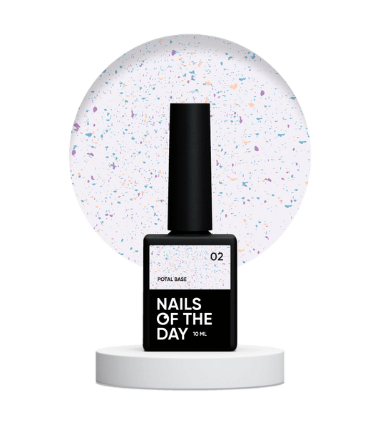 NAILSOFTHEDAY Potal base 02 - base azul lechosa con decoracion (decoracion dorado-violeta y turquesa), 10 ml