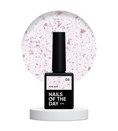 NAILSOFTHEDAY Potal base 05 - base lechosa con decoracion  rosa, 10 ml