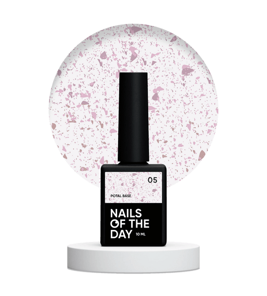 NAILSOFTHEDAY Potal base 05 - base lechosa con decoracion  rosa, 10 ml