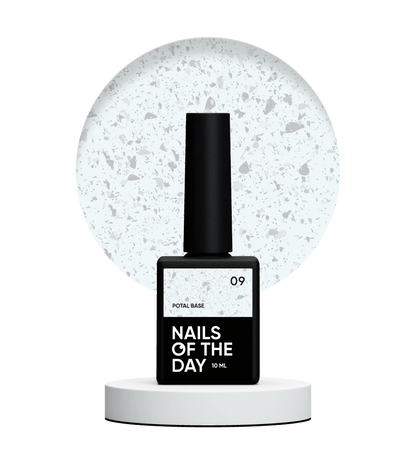 NAILSOFTHEDAY Potal base 09 - base de plata lechosa con decoracion plateada, 10 ml