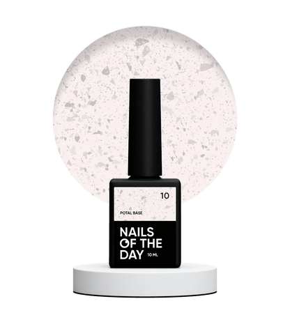 NAILSOFTHEDAY Potal base 10 - base lechosa para uñas con decoracion plateada, 10 ml