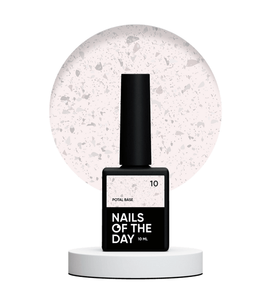 NAILSOFTHEDAY Potal base 10 - base lechosa para uñas con decoracion plateada, 10 ml