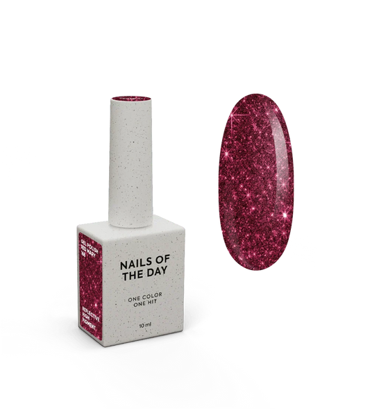 Esmalte en gel NAILSOFTHENIGHT Red Mary, esmalte en gel reflectante rojo para uñas, 10 ml