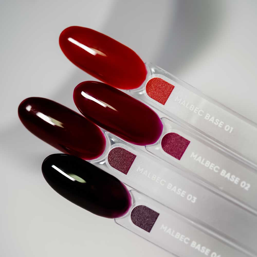 NAILSOFTHEDAY Malbec base 03 – base imitacion cristal de color rojo vino, 10 ml