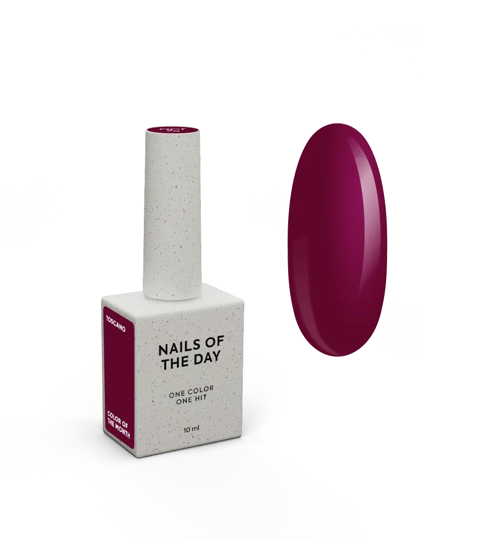 NAILSOFTHEDAY Color del Mes Octubre 2025 Toscano — tono burdeos, cobertura completa en una capa, 10 ml