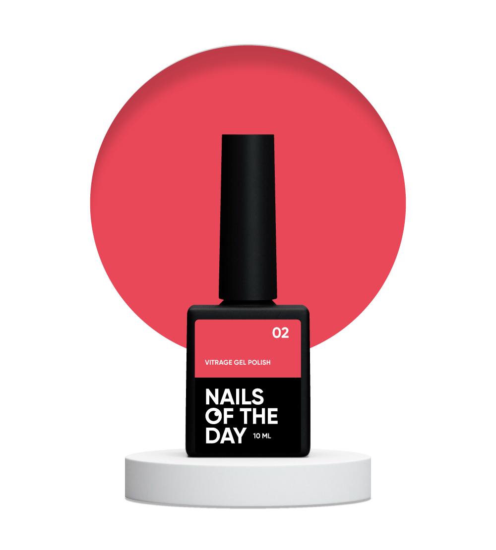 NAILSOFTHEDAY Vitrage gel polish 02 — esmalte de uñas en gel rojo teñido, 10 ml
