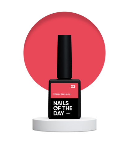 NAILSOFTHEDAY Vitrage gel polish 02 — esmalte de uñas en gel rojo teñido, 10 ml