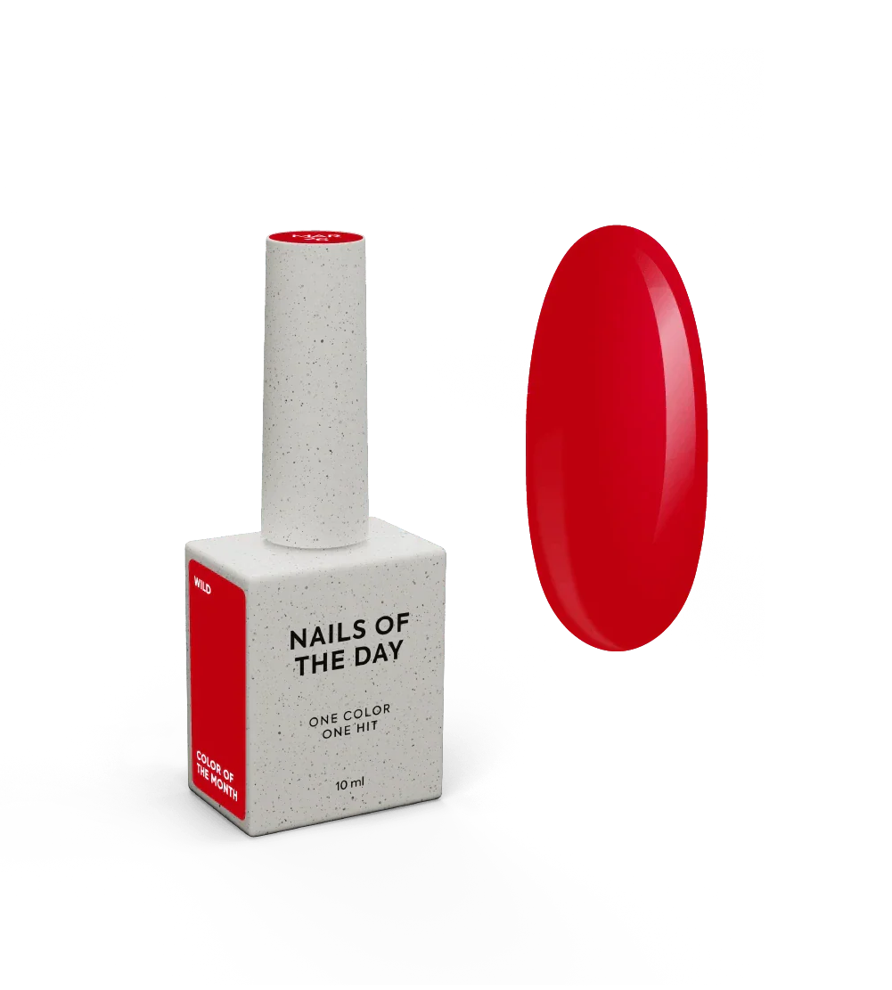 NAILSOFTHEDAY Color of the Mes Marzo 2026 Wild — rojo indomable con cobertura en una sola capa, 10 ml
