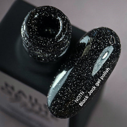 NAILSOFTHENIGHT Black Jack gel polish - esmalte semipermanente reflectante negro con brillo plateado para uñas, 10 ml