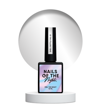 NAILSOFTHENIGHT Shell bottle gel 01 — gel líquido ultrafuerte con función autonivelante y efecto perla para uñas, 10 ml