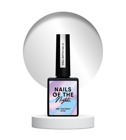 NAILSOFTHENIGHT Shell bottle gel 01 — gel líquido ultrafuerte con función autonivelante y efecto perla para uñas, 10 ml
