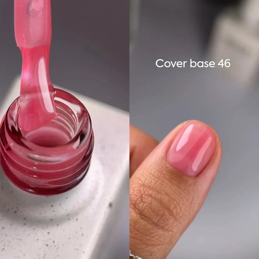 NAILSOFTHEDAY Cover Base 46 Light Pigment – base para uñas rosa empolvado semitransparente con pigmentación ligera, 10 ml