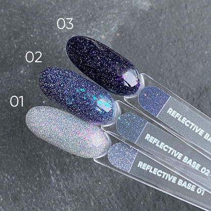 NAILSOFTHENIGHT Reflective base 03 - base reflectante de camuflaje con brillo (destellos violeta y rosa), 10 ml