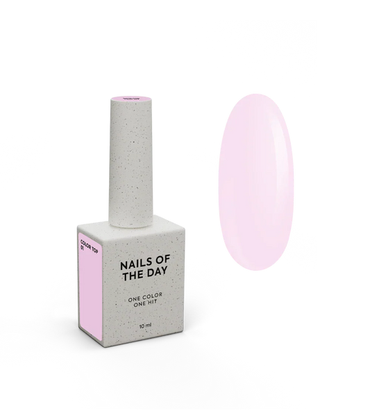 NAILSOFTHEDAY Color Top 01 — top suave rosa sin capa pegajosa para uñas, 10 ml.