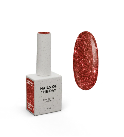 NAILSOFTHENIGHT Spritz gel polish — esmalte semipermanente reflectante  de color rojo brillante, 10 ml.